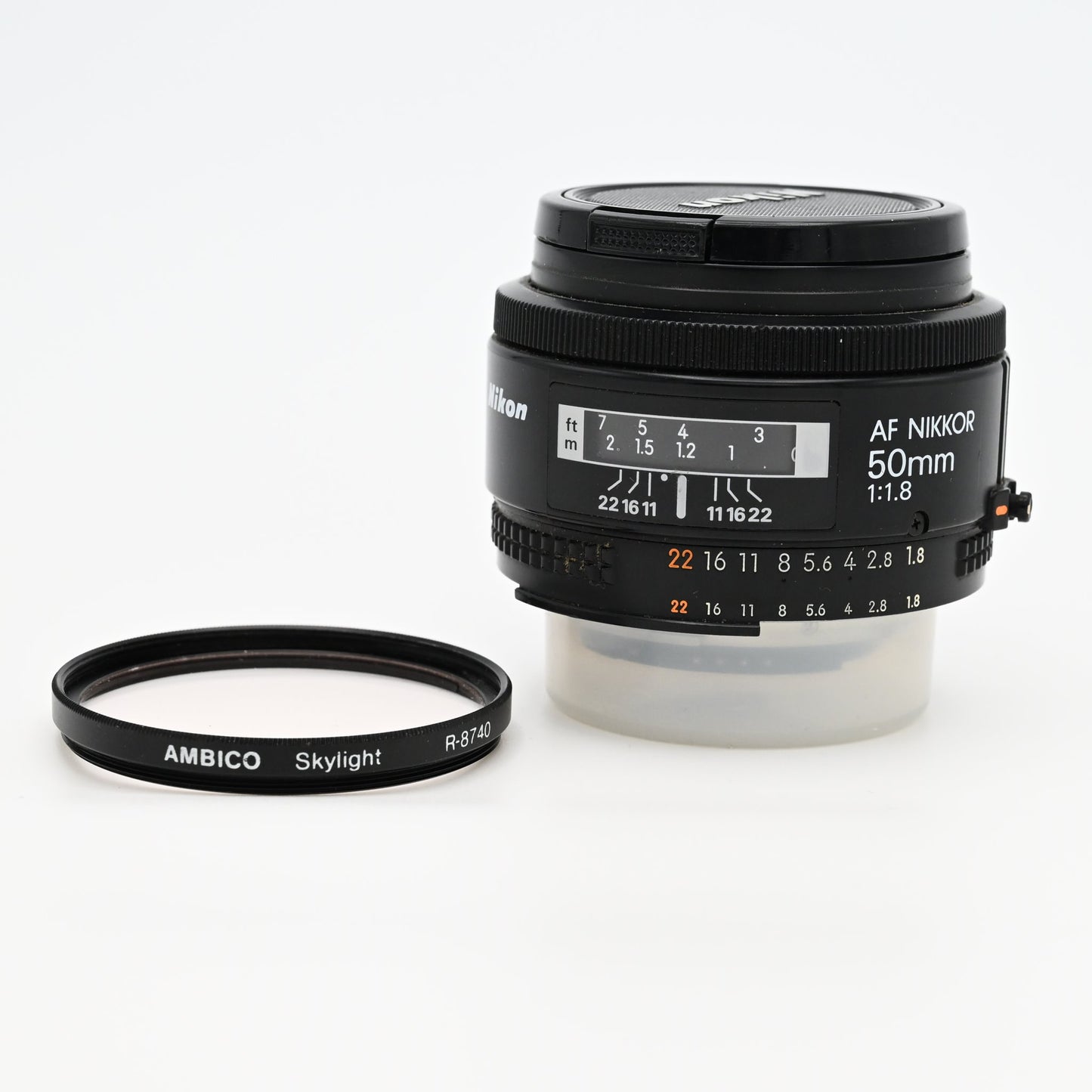 Nikon AF Nikkor 50mm f/1.8 Prime Lens Excellent + Caps & Skylight Filter