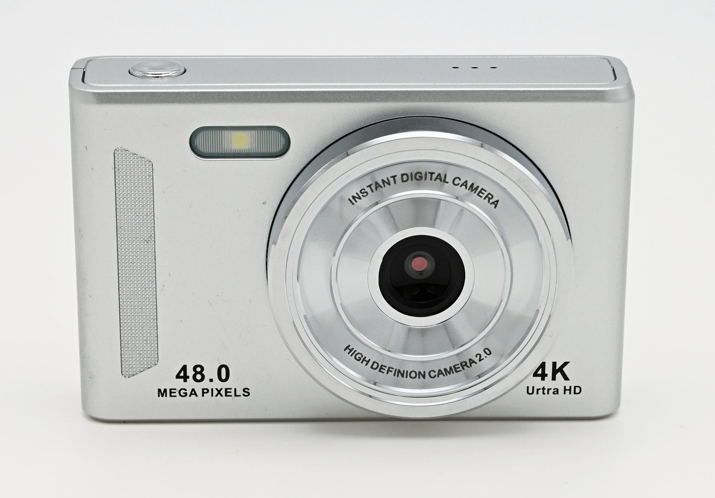 Compact Digital Camera 48MP Silver Retro Style Point &amp; Shoot Camera with Games- USB Charging