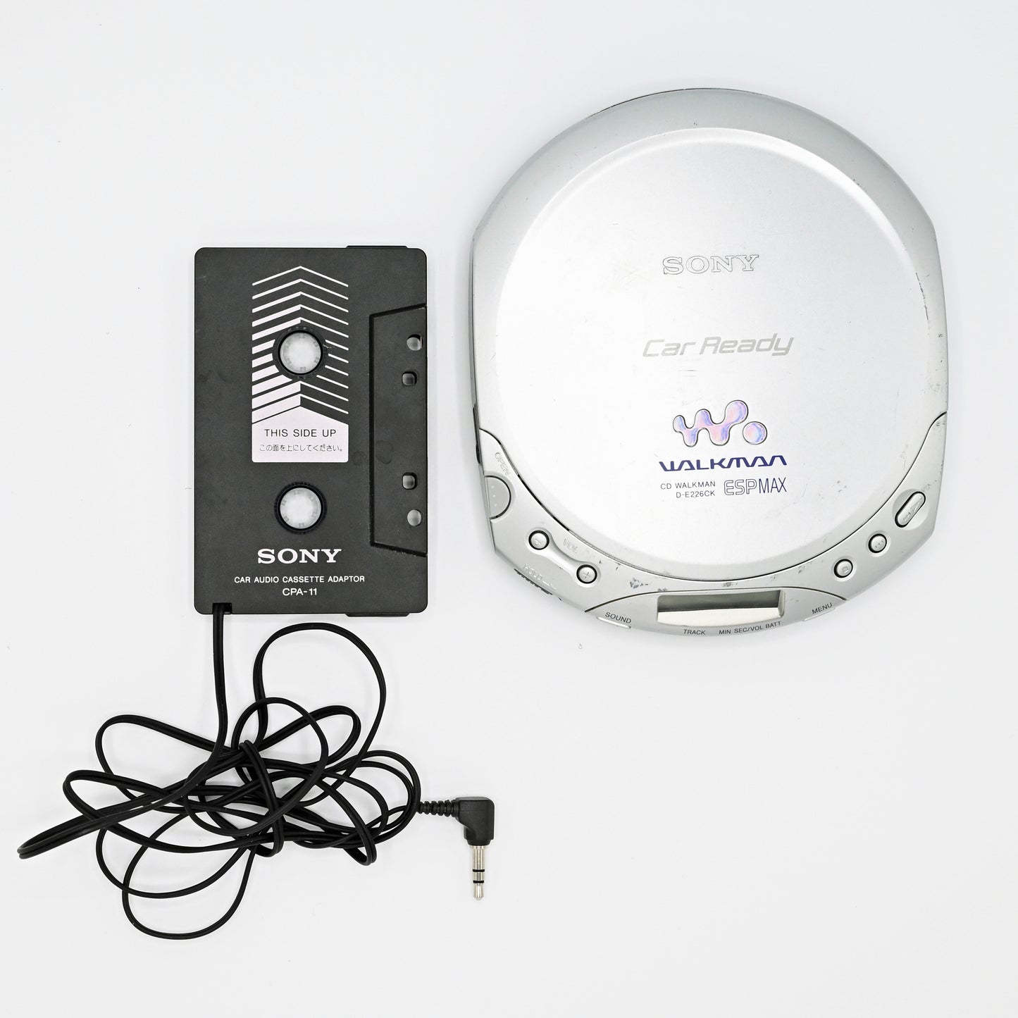 Sony CD Walkman D-E226CK w/ Sony CPA-11 Cassette Adapter Tested Works