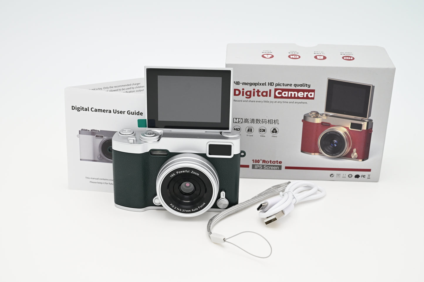 Compact Digital Camera with a 2.4-Inch Flip Screen -Green
